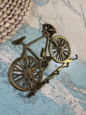 Vintage Brass Bike Key Hook Wall Decor